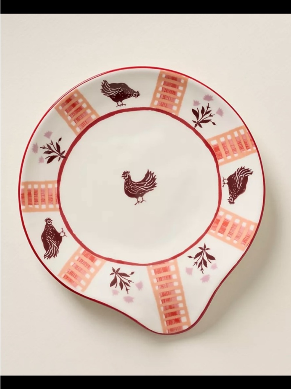 Anthropologie Millie stoneware chicken Ceramic spoon rest.